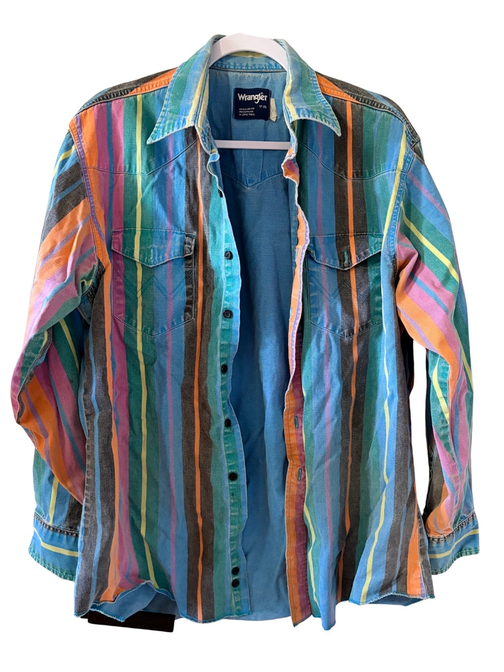 Vintage Wrangler Brushpopper Striped Western Button-Up Shirt